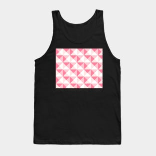 Pink Fuchsia Rose Salmon White Geometric Triangles Pattern Tank Top